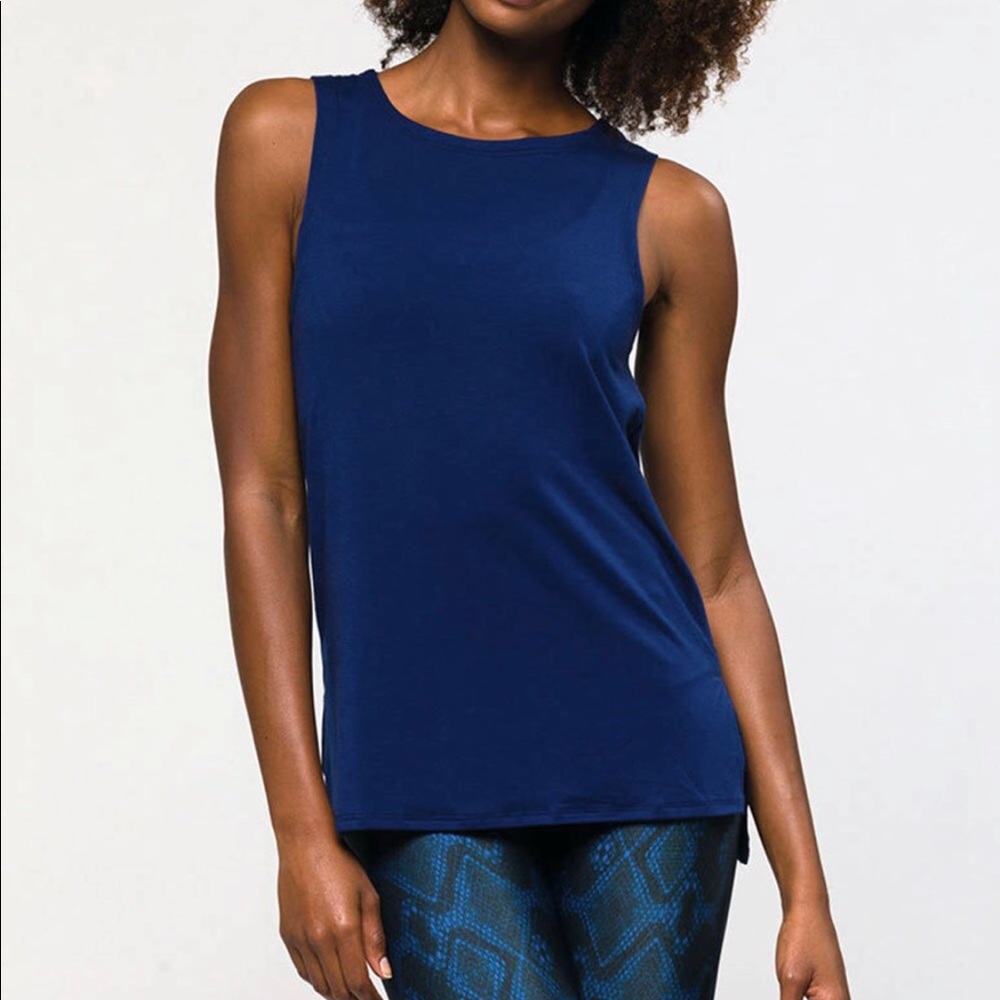 NWT Onzie Open Back Yoga Tank Top - Navy - O S